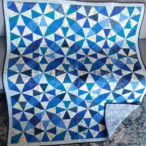 Roundabout Blues Batik Throw Quilt